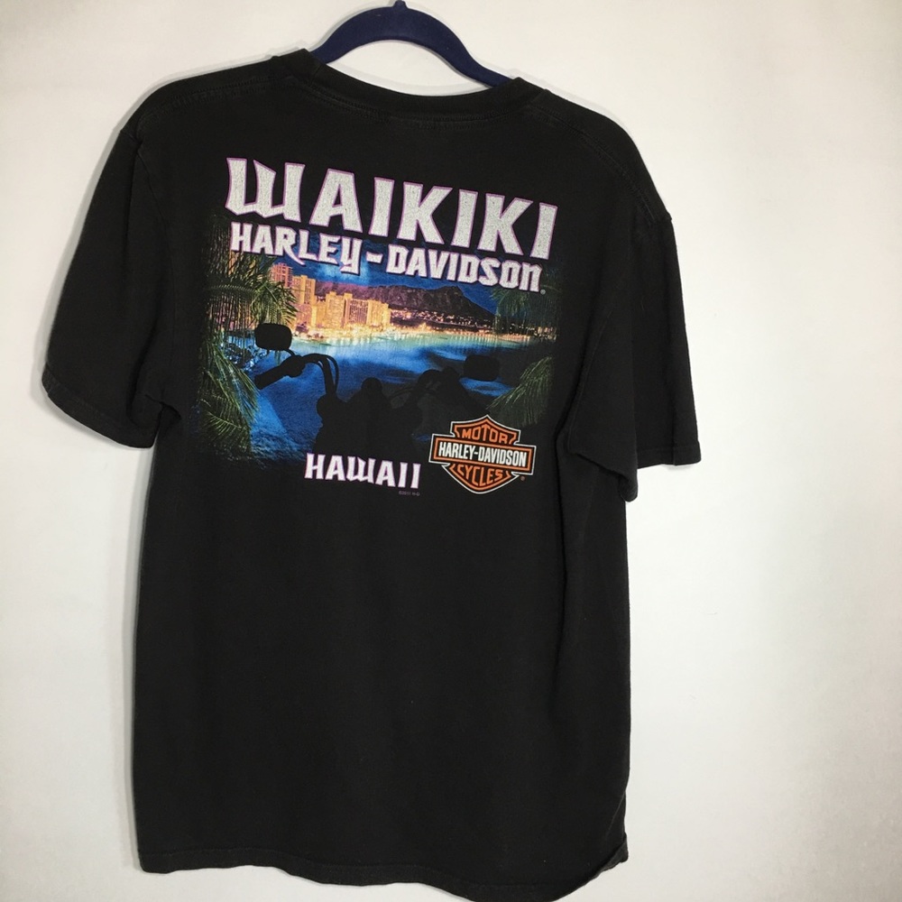 Harley-Davidson Black T-Shirt Waikiki Hawaii